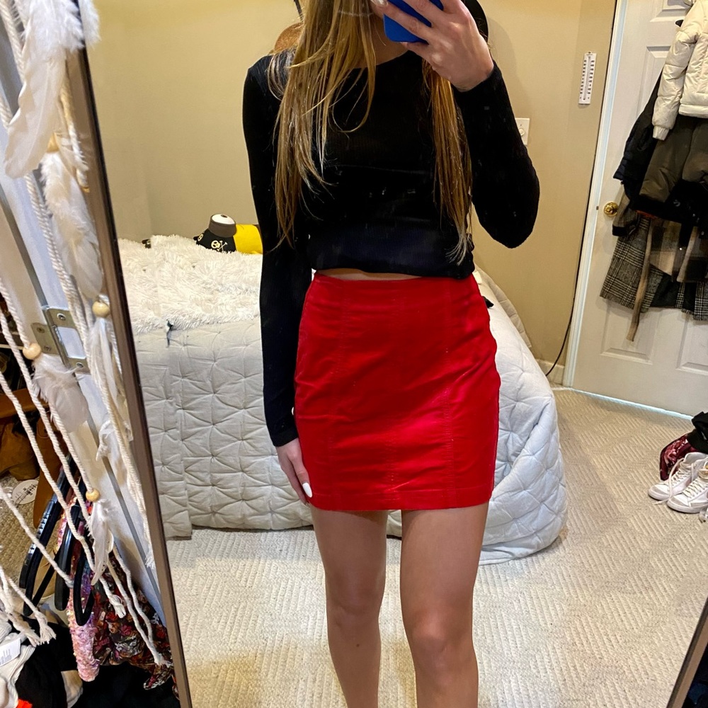 Red mini skirt